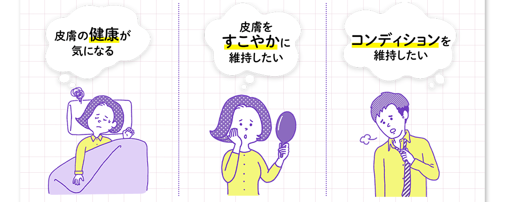 「皮膚の健康が気になる」「皮膚をすこやかに維持したい」「コンディションを維持したい」